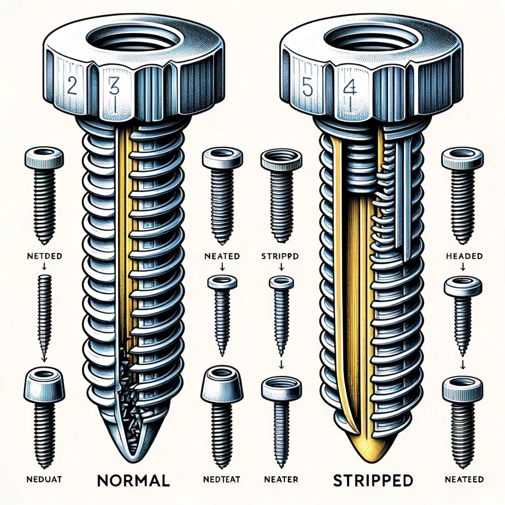 Normal Head Screw vs Stripped Head Screw